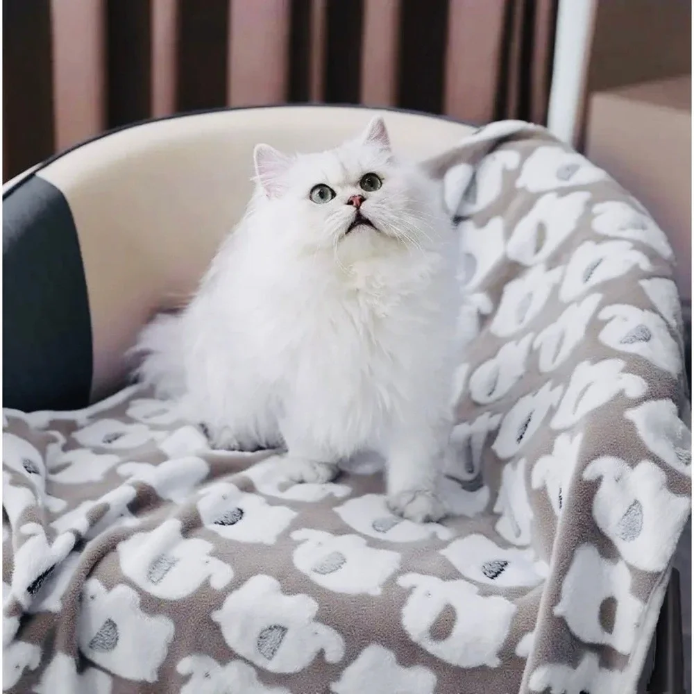 Manta Premium Cálida Y Suave Gris Para Mascotas Con‎ De Elefantes 40 x 60 cm